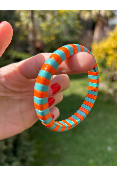 ByMerve Bym081 مضاد للحساسية الدومينو غير مشوه برتقالي أخضر سوار إكسسوار سوار...