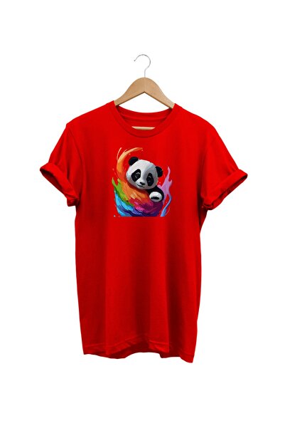 WİDİ Widi Panda Šareni Štampano Crveni T-shirt