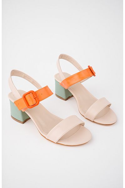 Freemax Pantofi colorați cu toc de 6 cm clasici de damă abb.812 Skin Orange