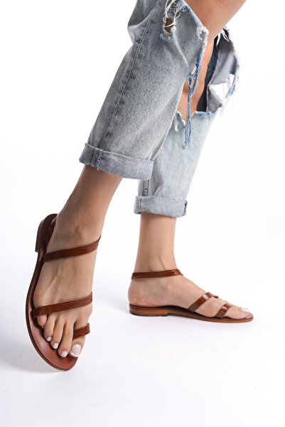 DaphneSandals Hakiki Deri Croco Taba Kadın Sandalet- K2017