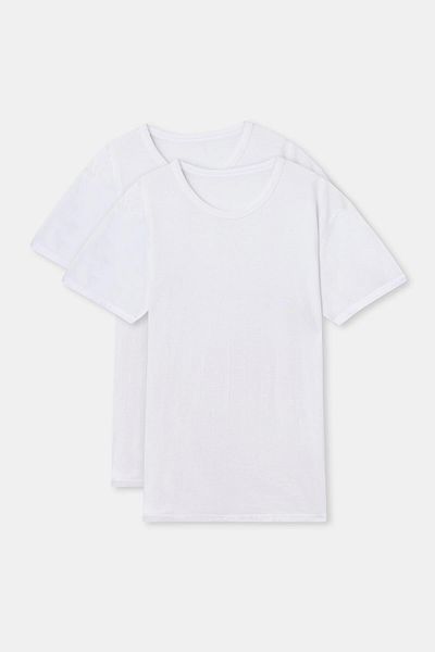 Dagi Weißes 2er-Pack Herren-T-Shirts mit Rundhalsausschnitt