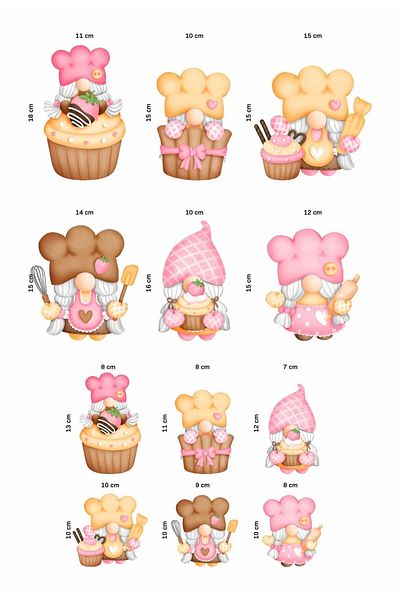 digiwall Cute Cook Gnomes Glass, Wall Sticker