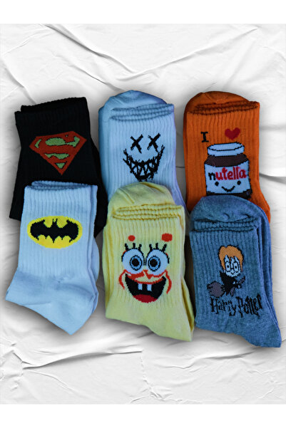 EZG Business Σετ 6 ζευγαριών πολύχρωμες κάλτσες κολεγιακού τύπου με σχέδια με...