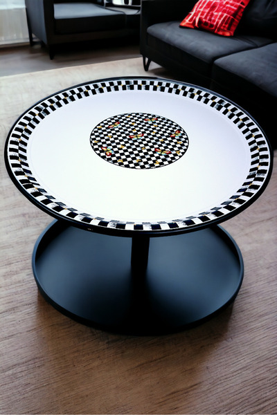 İnci Emaye رقم 60 أدوات مائدة من المينا، صينية تقديم الطعام، طاولة أرضية من الزنك ~ 58 سم