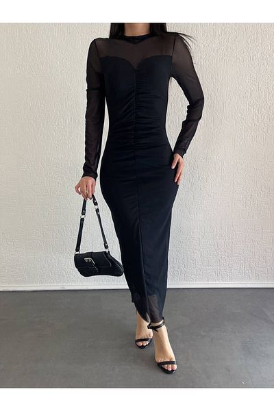 moda mabel FRONT BELTED TULLE DRESS