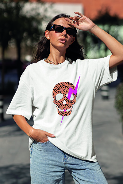 Serbella Unisex Oversize T-Shirt - Trend Skull Print, Code P0730-J6J7Y4