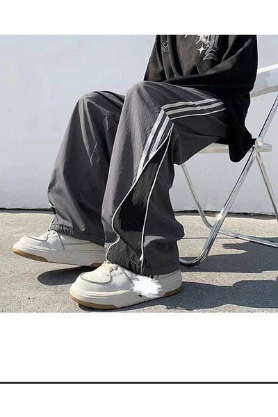 DEEFWEAR Γκρι και μαύρη φόρμα από ύφασμα αλεξίπτωτου