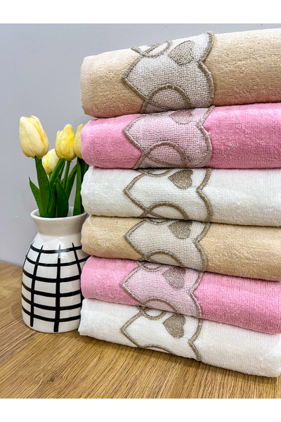AYHANHOME Розкішний набір рушників для рук Ceyizlik 50x90 6 з вишитим серцем