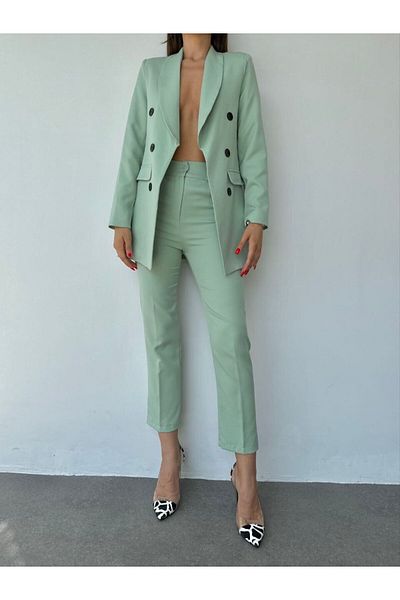MYGİYİMİSTANBUL Blazer Jacket and Trousers Set - Button Detailed