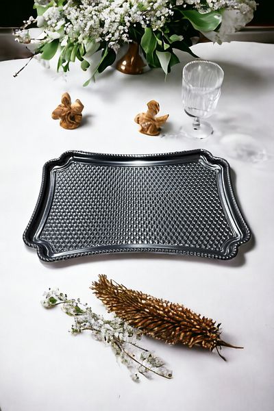 Milenay Honeycomb Patterned Metal Tray, 28x20cm, Promise Engagement Tray, Presentation Tray, Anti Fingerprint, 6 Pieces