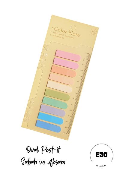 EZOSHOP Transparent Color Postit Sticky Note Paper Oval Post-It Morning and Evening
