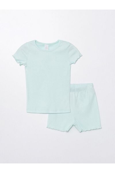 LC Waikiki Crew Neck Baby Girl Pajama Set with Shorts