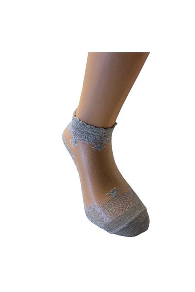 sevateks Perfumed 3 Pairs Colorful Tulle Socks with Ankle Embroidery