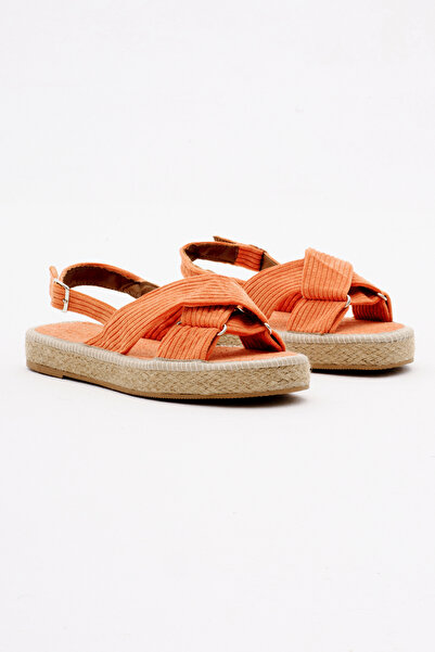 Tonny Black Women's Orange Cross-Strapped Ankle Strap Straw Knitwear Sandals