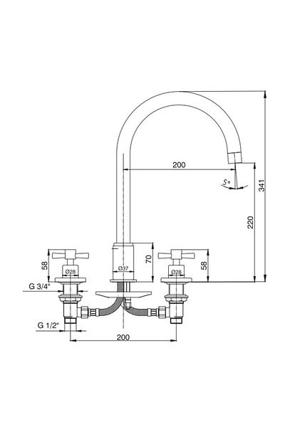 Eca Quadrille Built-in Sink Faucet Countertop Gold Color102805152