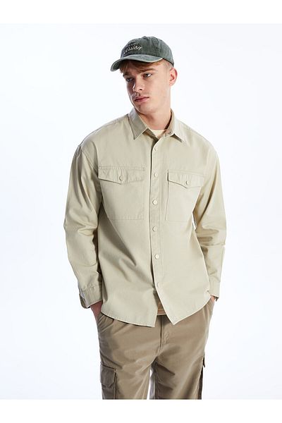 LC Waikiki Gabardine Men's Shirt - Comfortable Fit, Long Sleeve
