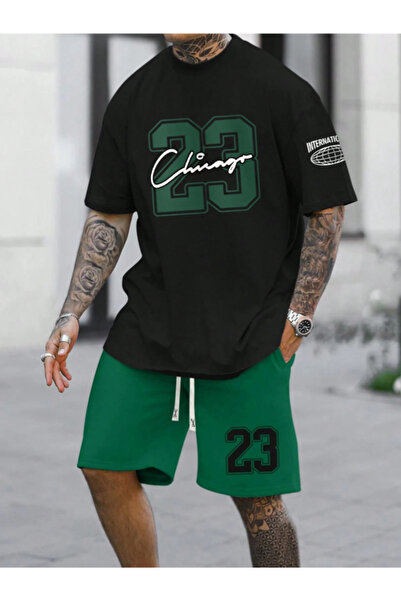 Revasser Unisex Kadın/Erkek 23Chicago Özel Baskılı Şort T-shirt Takımı