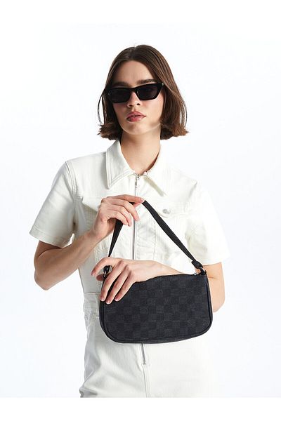 LC Waikiki Plaid Patterned Women's Baguette Bag