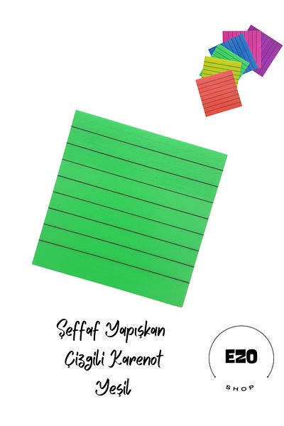 EZOSHOP Transparent Colored Postit Sticky Post-it Note Paper Striped Karenot Green