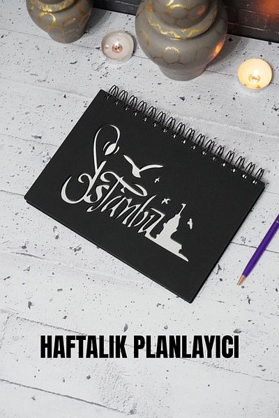 markcat Caiet de planuri din lemn Istanbul - Agenda - Planificator săptămânal (CULOARE LEMN NEGRU) A5