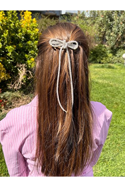 ByMerve Bym207 Seyran Parlak Full Taşlı Klipsli Saç Aksesuarı Şık Fiyonk Kadı...