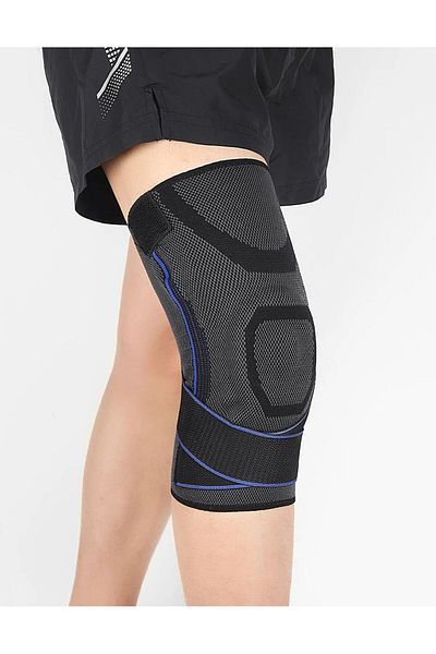 Alazpay Orthopedic Professional Scale Memory Spring & 3D Silicone Ring Non-Slip Silicone Knee Pad (1 PCS-BLUE GRAY)