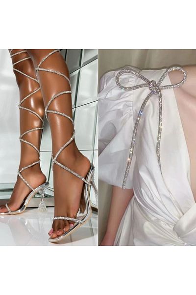 ESRA ŞELEM White Full Shiny Rhinestone Decorative Strip Rope Rhinestone Cord Strip Sconce Accessory
