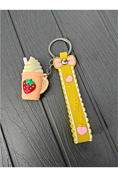 TÜKKAN ACCESSORİES Ten Milkshake Strawberry Detail Keychain Bag And Wallet Ornament-Keychain60