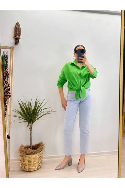 zahire LINEN NEON SHIRT GREEN