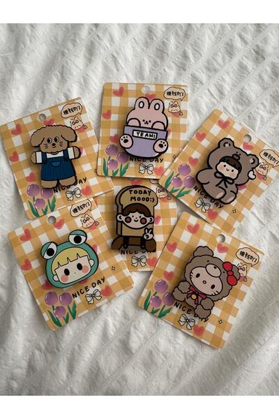 Planet Butik Today Mood 6lı Ahşap Rozet Seti