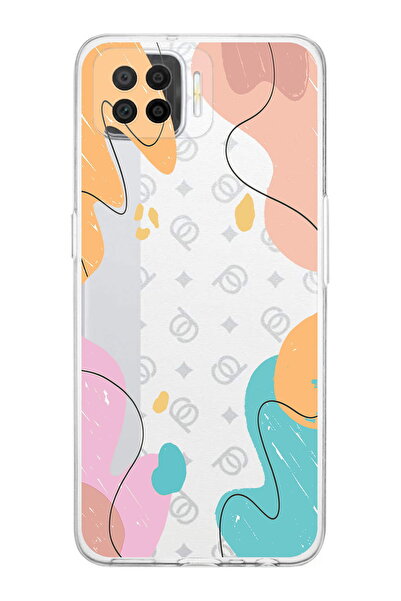 PrintiFy Oppo A73 Uyumlu Kamera Korumalı Karışık Renkler Tasarımlı Şeffaf Kılıf