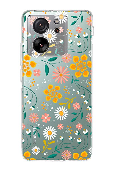 PrintiFy Xiaomi Mi 13T Pro Uyumlu Kamera Korumalı Çiçek Tasarımlı Şeffaf Kılıf