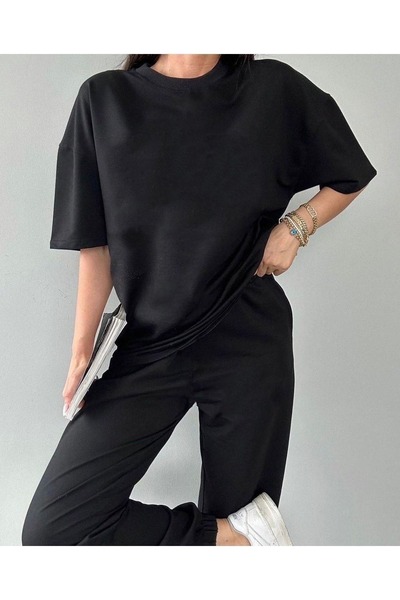 WOODROFFE Combinație de set de trening cu imprimeu Jogger tricou și pantaloni de trening pentru femei