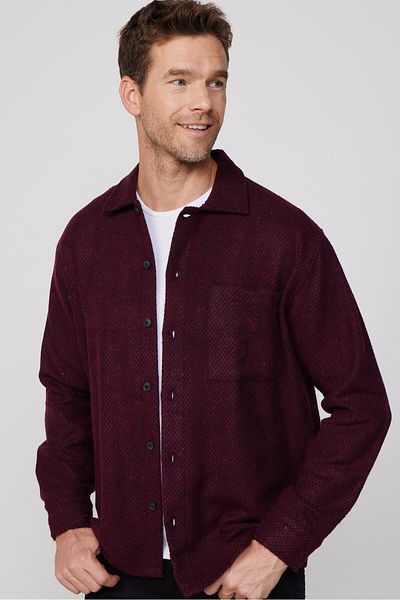 Tudors Ανδρικό πουκάμισο με μακρυμάνικο Relax Fit Relax Cut Single Pocket Dobby Winter Lumberjack