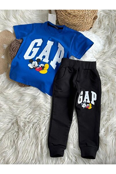 babymjuk Alt Üst Takım Erkek Çocuk Gap Desenli Mickey Mouse Baskılı Takım