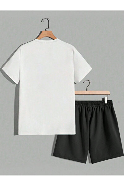 Revasser Unisex Kadın/Erkek LosAngeles23 Özel Baskılı Şort T-shirt Takımı