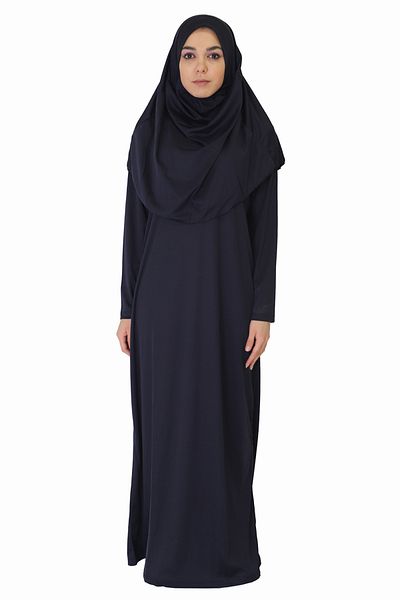 ZEHRANAZ NAMAZ ELBİSESİ Dark Navy Blue Prayer Dress Without Zipper