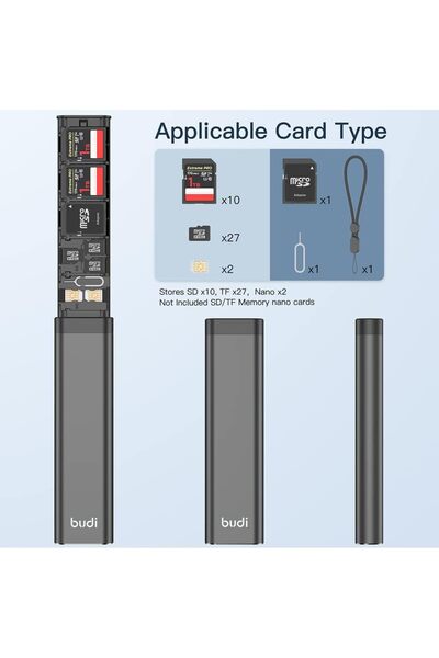 Coverzone microSD için Budi Alaşımlı Hafıza Kartı Depolama Çubuğu - Tam SD ve Nano Sim Düzenleyici DC536CB