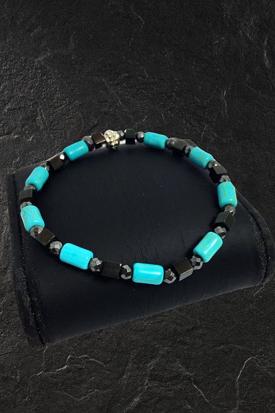 ayrestyle Turquoise Stretchy Minimal Bracelet - Turquoise Hematite Stretchy Minimal Bracelet