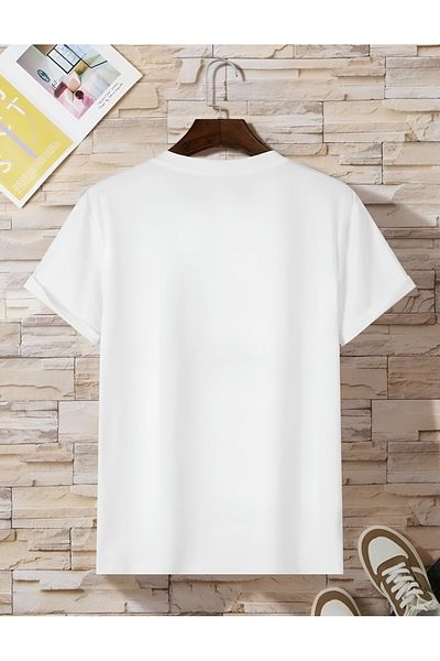 NewCabin New Season Oversize Unisex Tricou din Bumbac Pieptănat Imprimat Alb