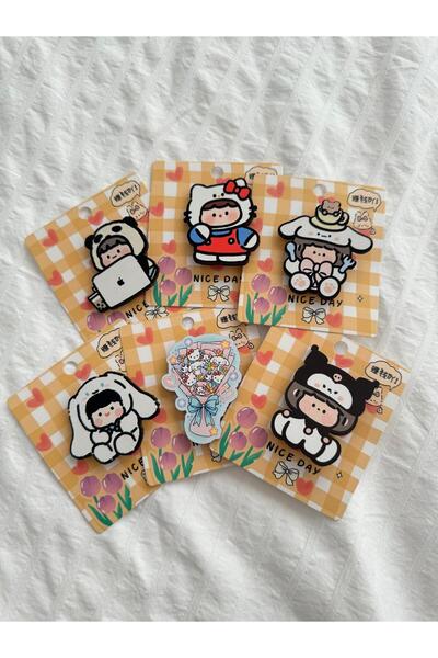 Planet Butik Kawaii Coustume 6'lı Ahşap Rozet Seti