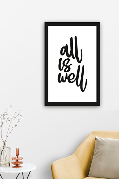 Yoko Home Pictură murală din lemn cu cadru negru scris