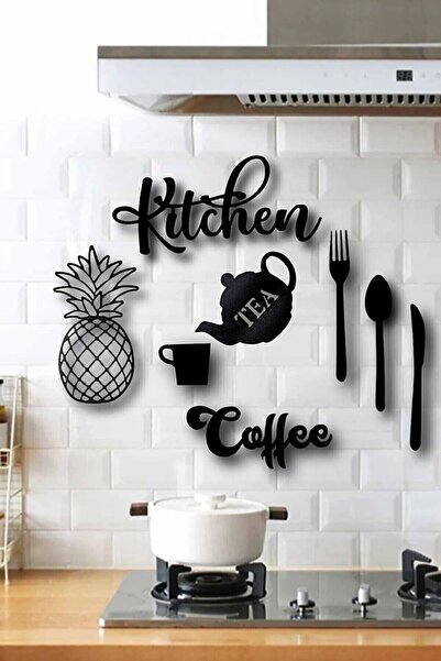 Yoko Home Kıtchen Yazı Mutfak Süsü Setı 3 Mm Mdf Duvar Süsü Ahşap Set