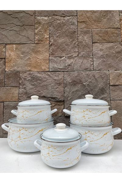 Peramari Grasera Enameled 10 Piece Cookware (16-18-20-22-24 cm) White