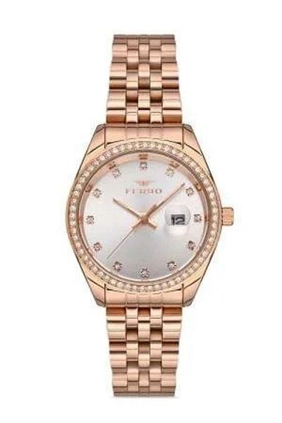 Tesbihane Ferro Rose Color Steel Cord Women's Wristwatch Th-f21923a-c