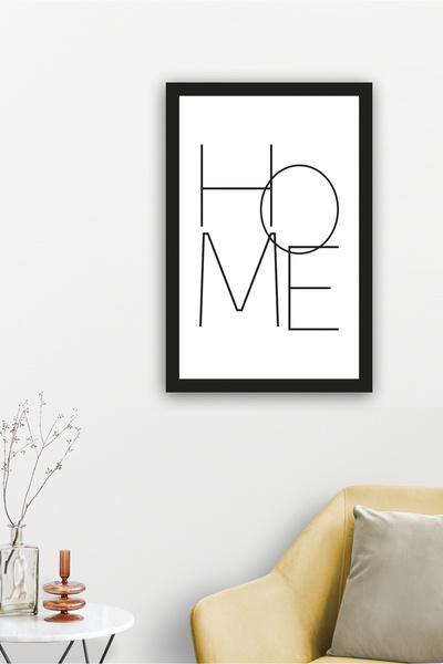 Yoko Home Home Yazılı Siyah Çerçeve Görünümlü Ahşap Duvar Tablosu