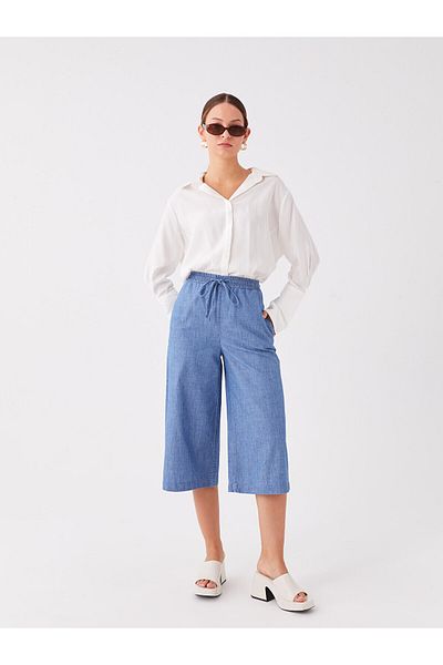 LC Waikiki Dámské rovné džíny Capri s elastickým pasem