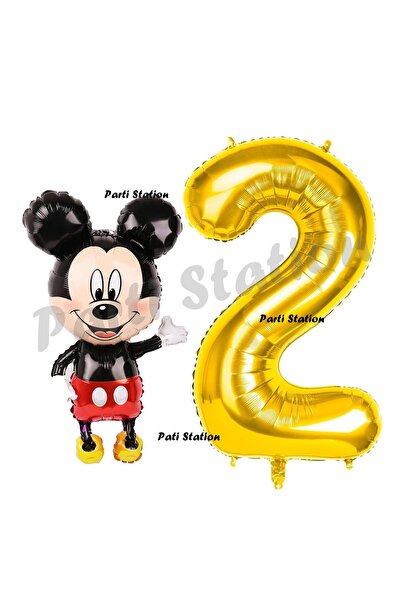 Parti Station Mickey Mouse Balon 2 Yaş Doğum Günü Set Mickey Mouse Konsept Ba...