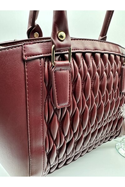 BRL çanta geniş cüzdanlı bordo omuz askılı çanta