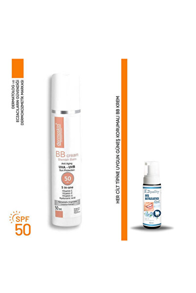 Dermoskin SPF 50 BB Krem - Renkli Nemlendirci 50ml + Diş Beyazlatıcı Köpük He...